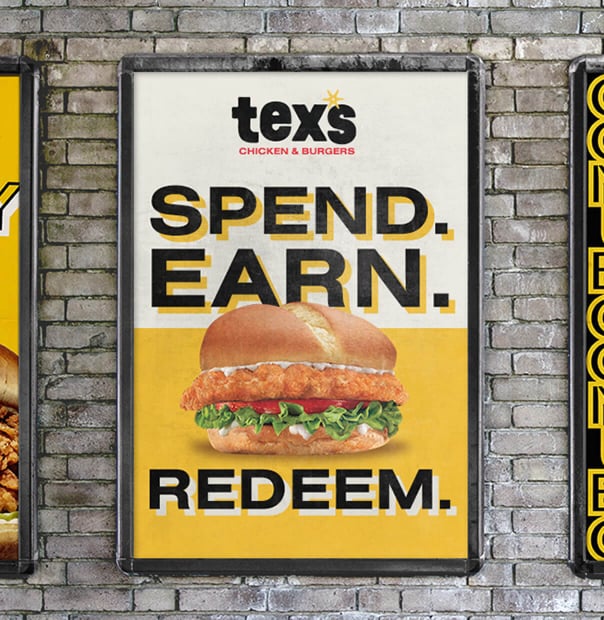 Tex's Chicken & Burgers Spend. Earn. Redeem.